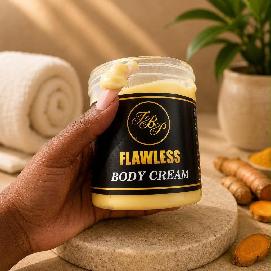 Flawless Body Cream with turmeric jar