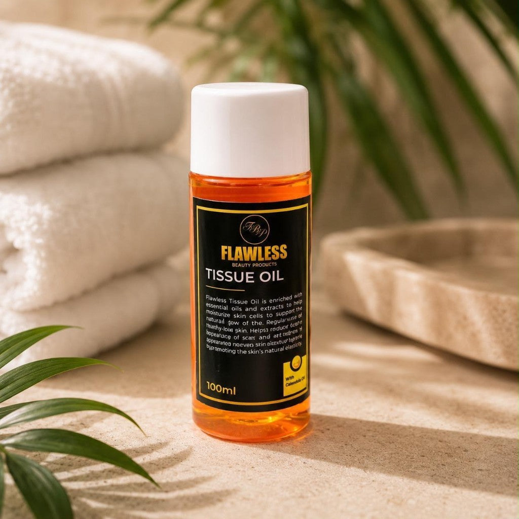 Flawless Tissue Oil 100ml bottle with calendula oil